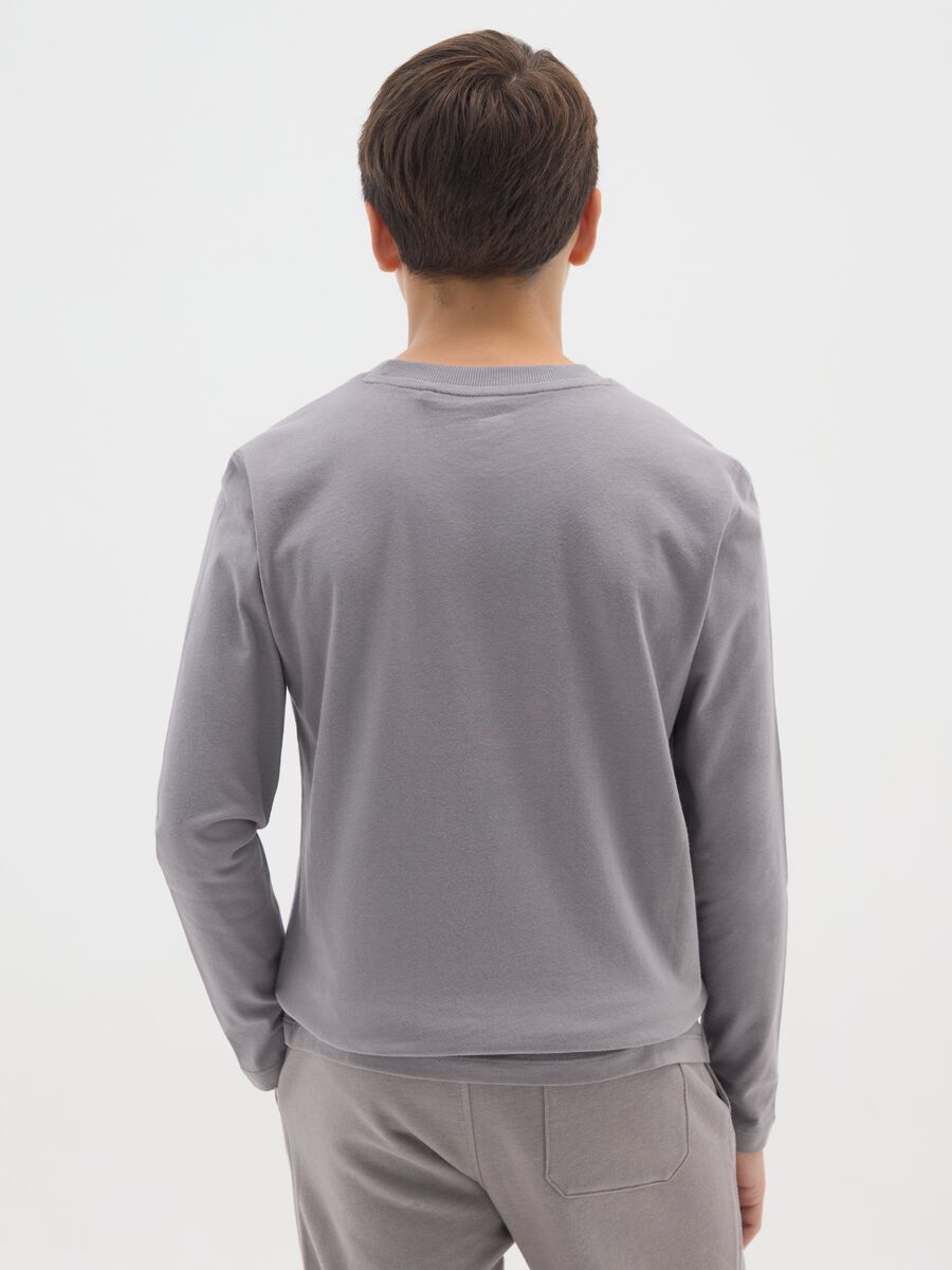 T-shirt grigia da ragazzo in puro cotone over fit con stampa_1