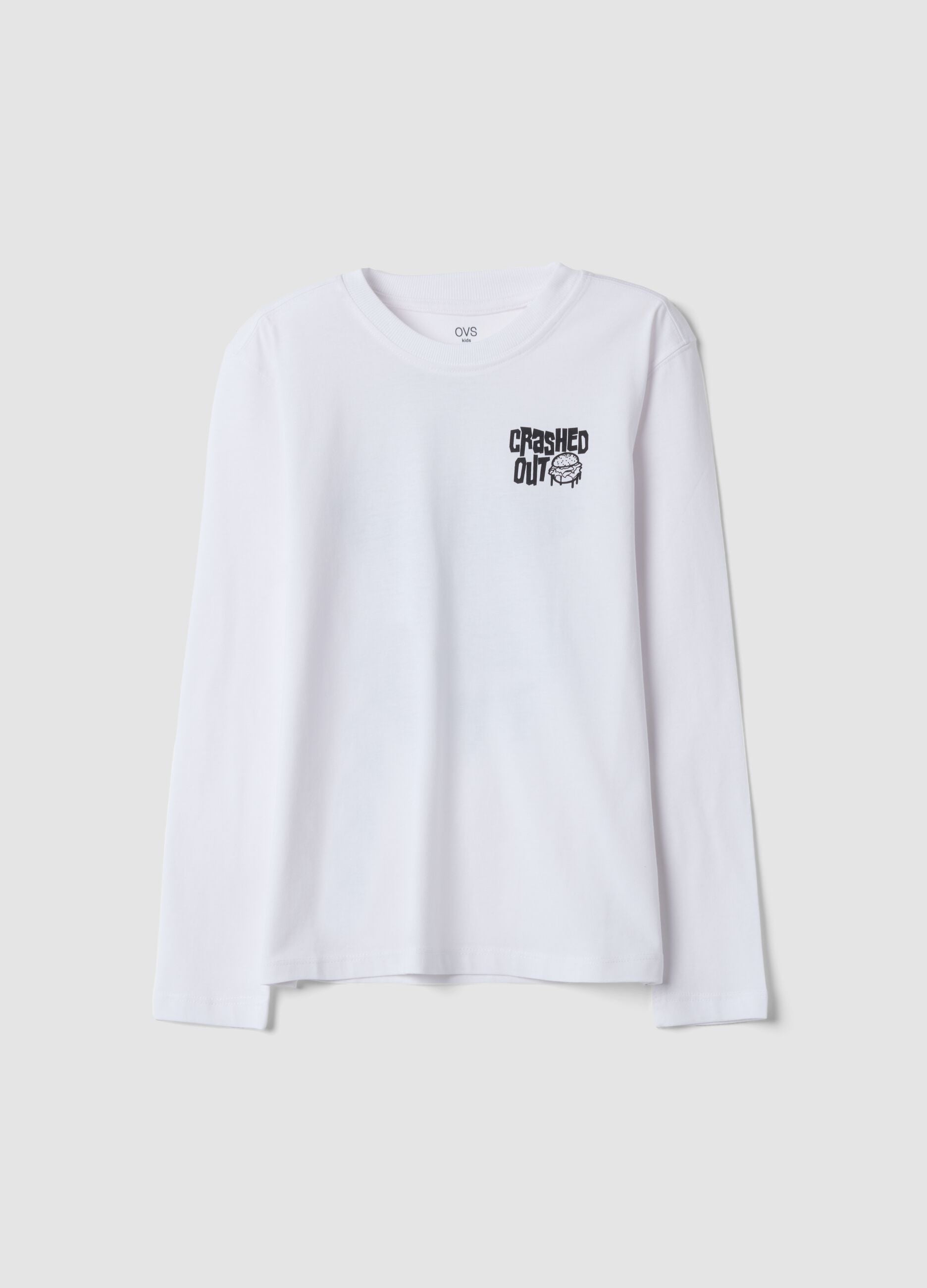 White organic cotton relaxed-fit T-shirt with print