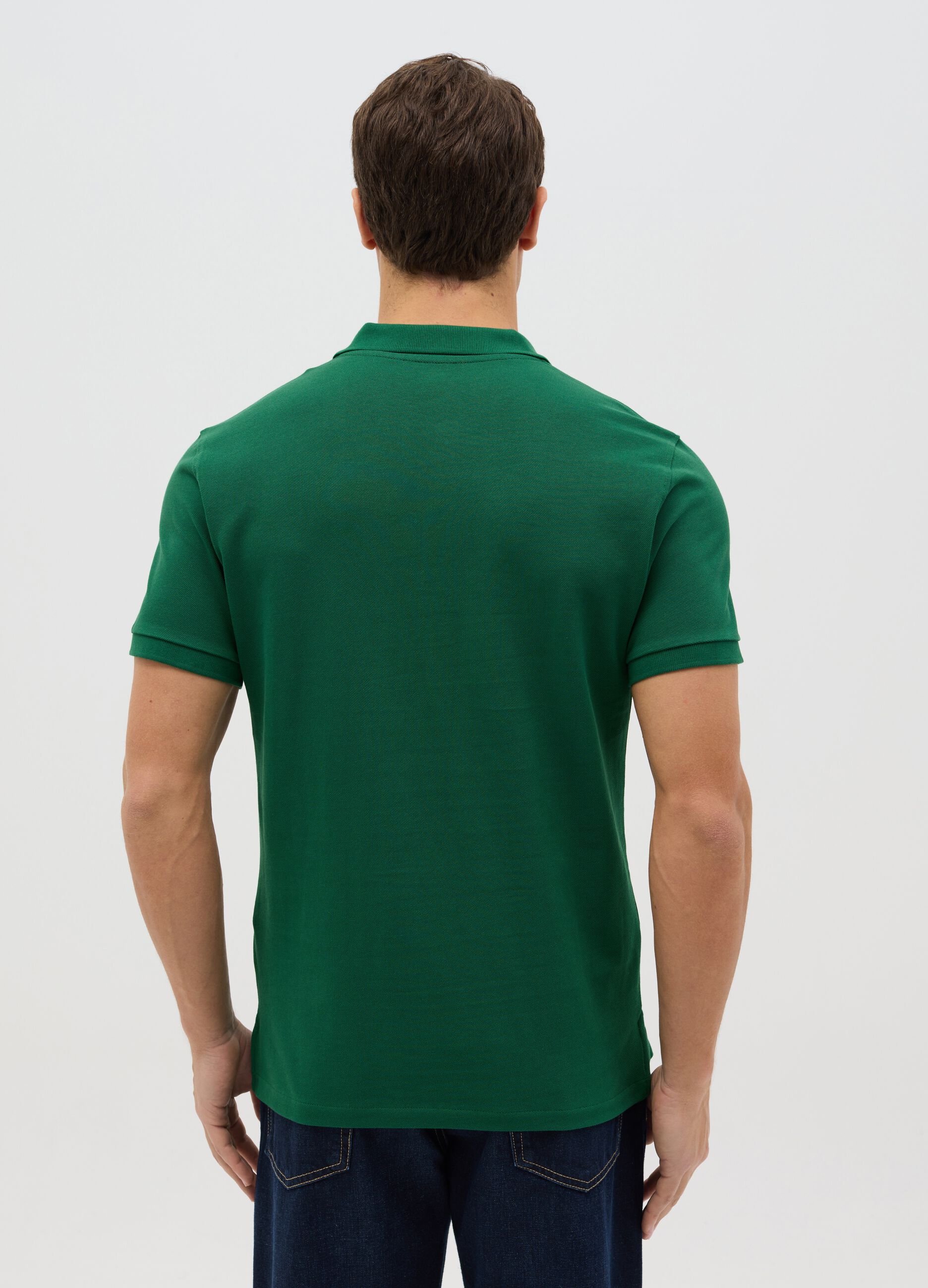 Polo da uomo in puro cotone verde slim fit