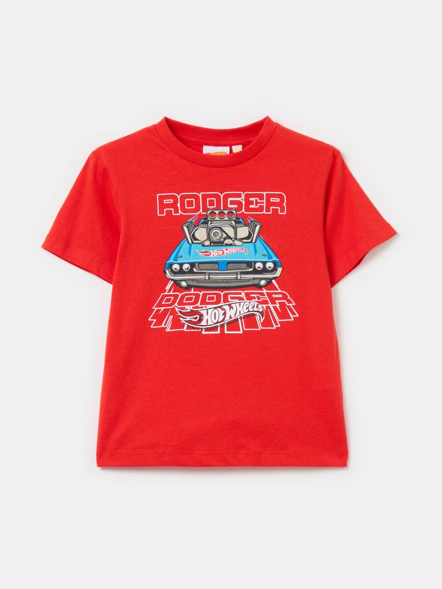 Cotton T-shirt with Hot Wheels print_0