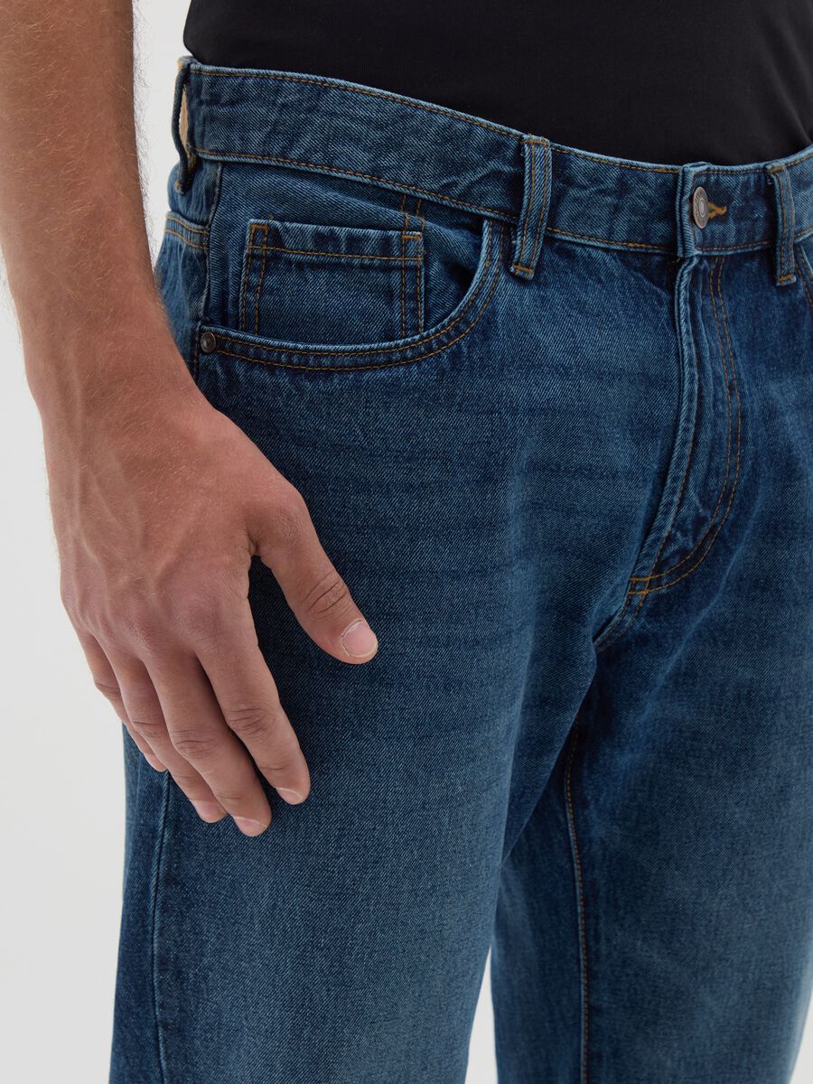 Regular fit blue pure cotton jeans_2