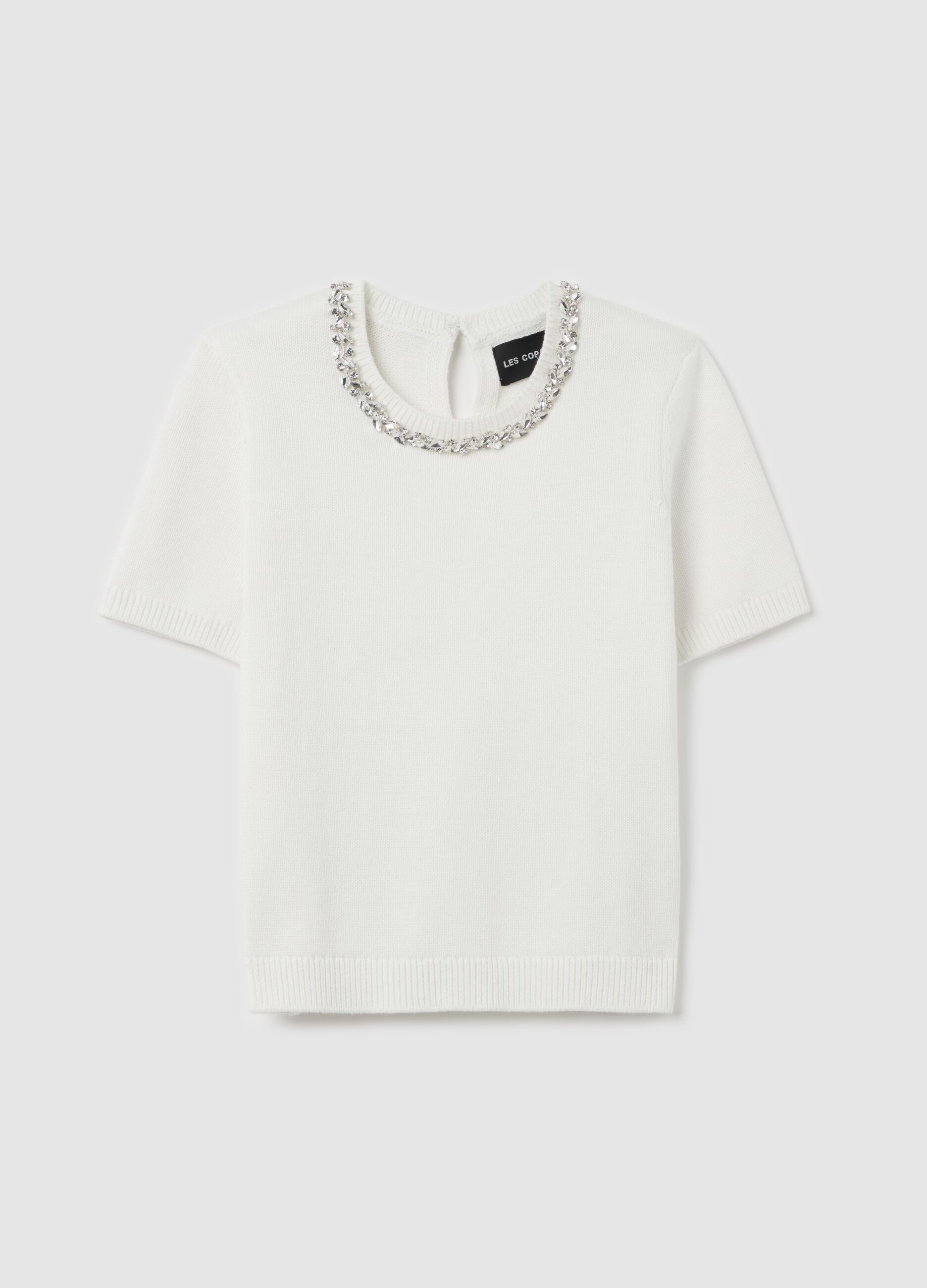Maglia girocollo con applicazione gioiello