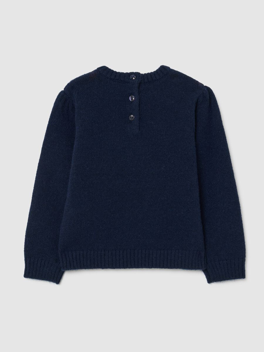 Regular fit blue girl's jumper with embroidery_1