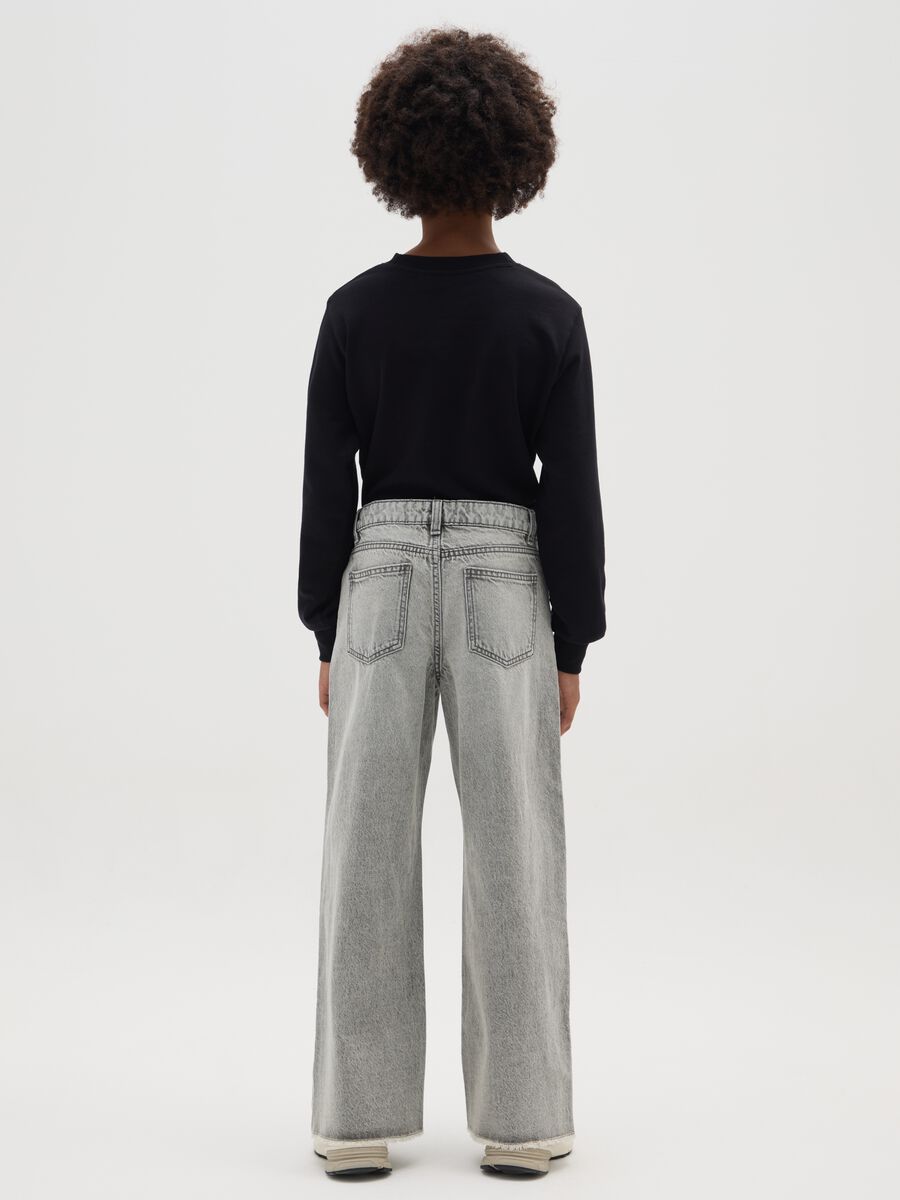 Jeans da ragazza in puro cotone grigi culotte_2