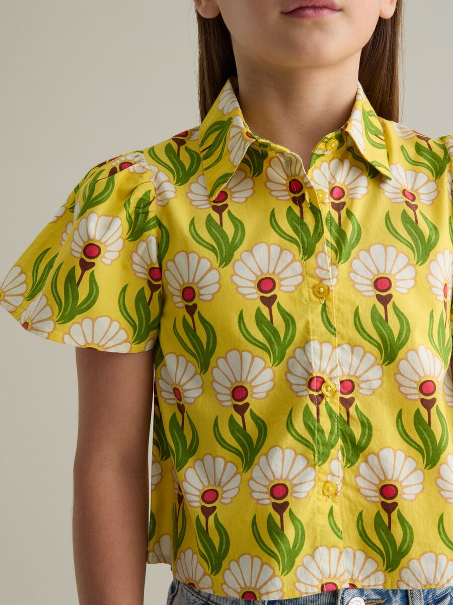 Girls' multicolour pure cotton regular fit shirt with floral print_2