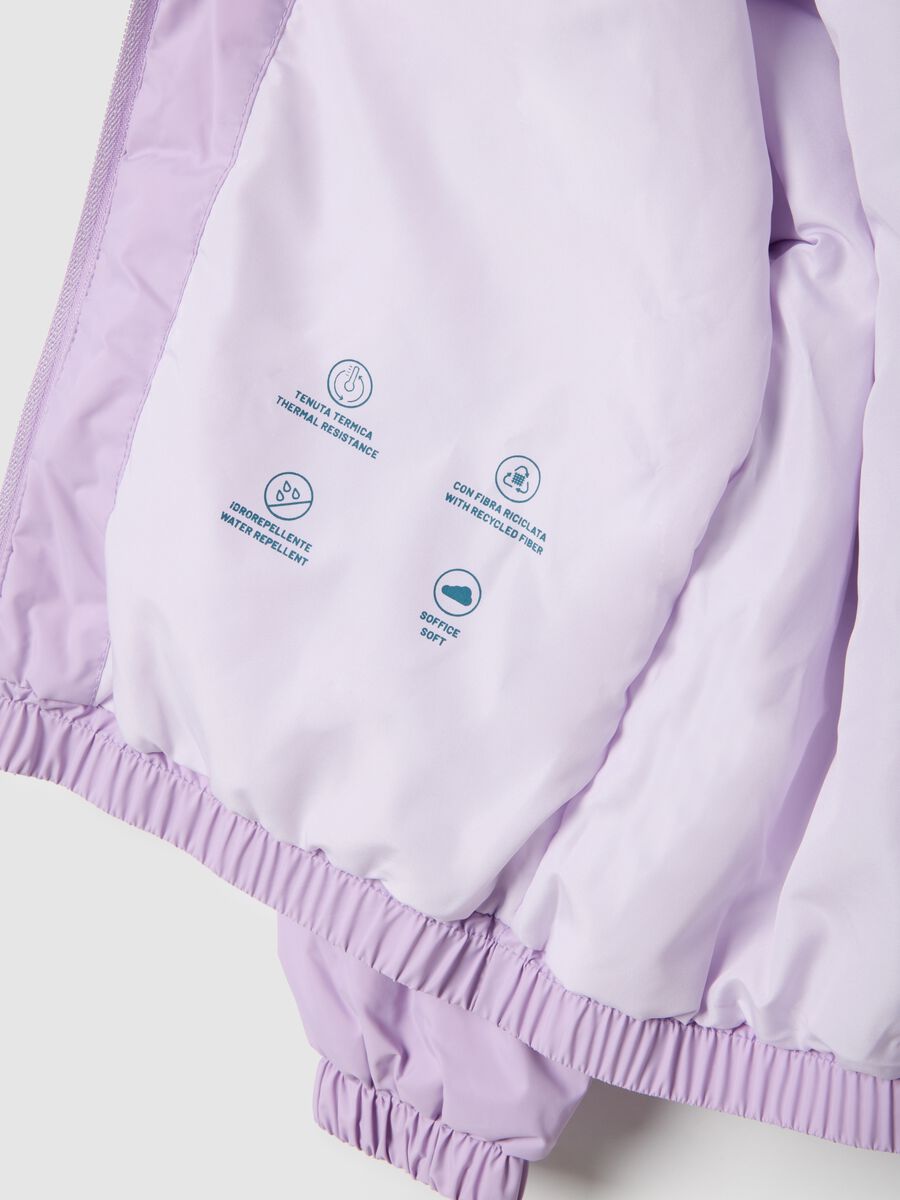 Girl's Regular Fit Padded Purple Jacket with Hood_3