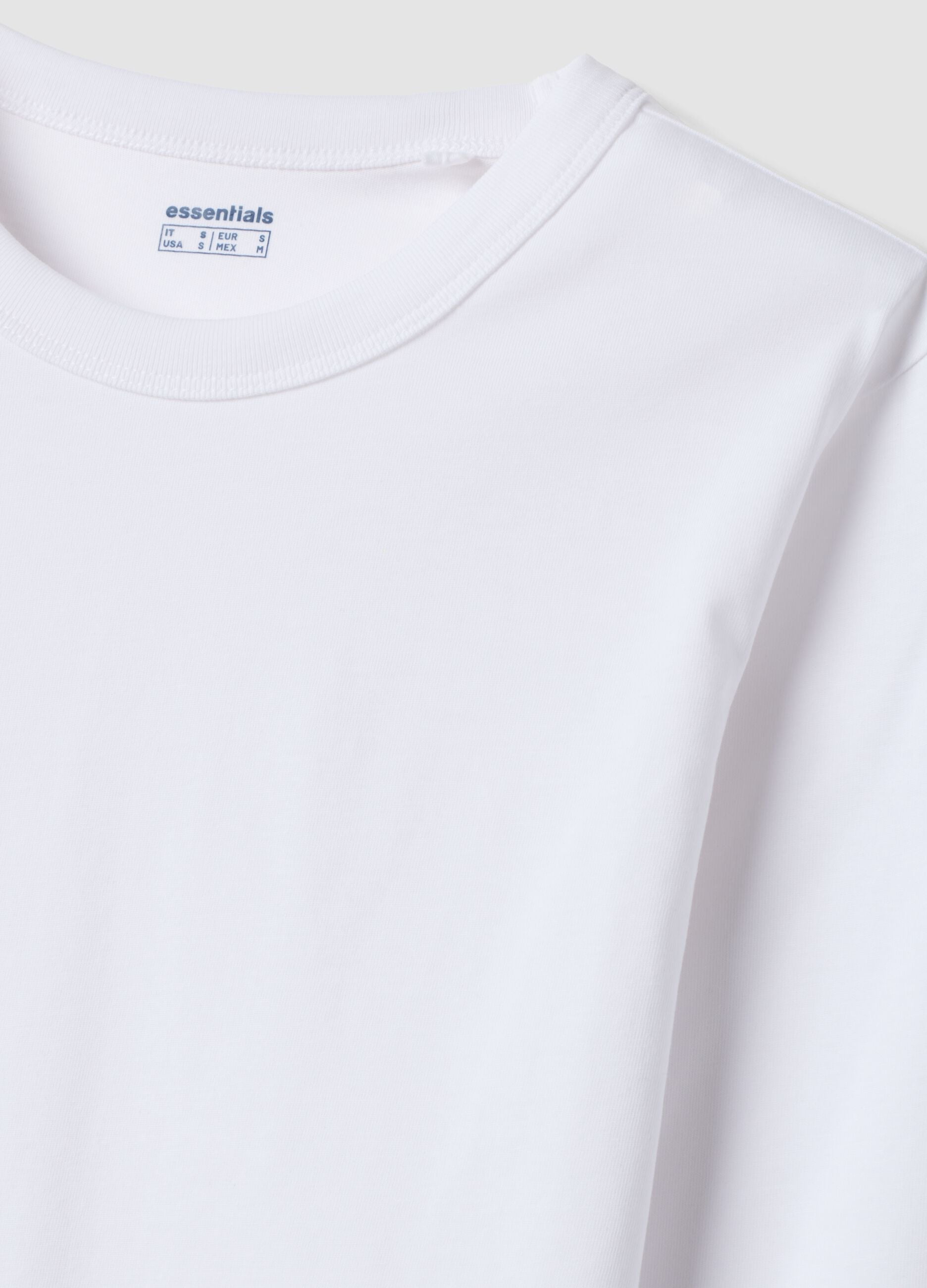 T-shirt bianca in jersey di puro cotone a maniche lunghe regular fit