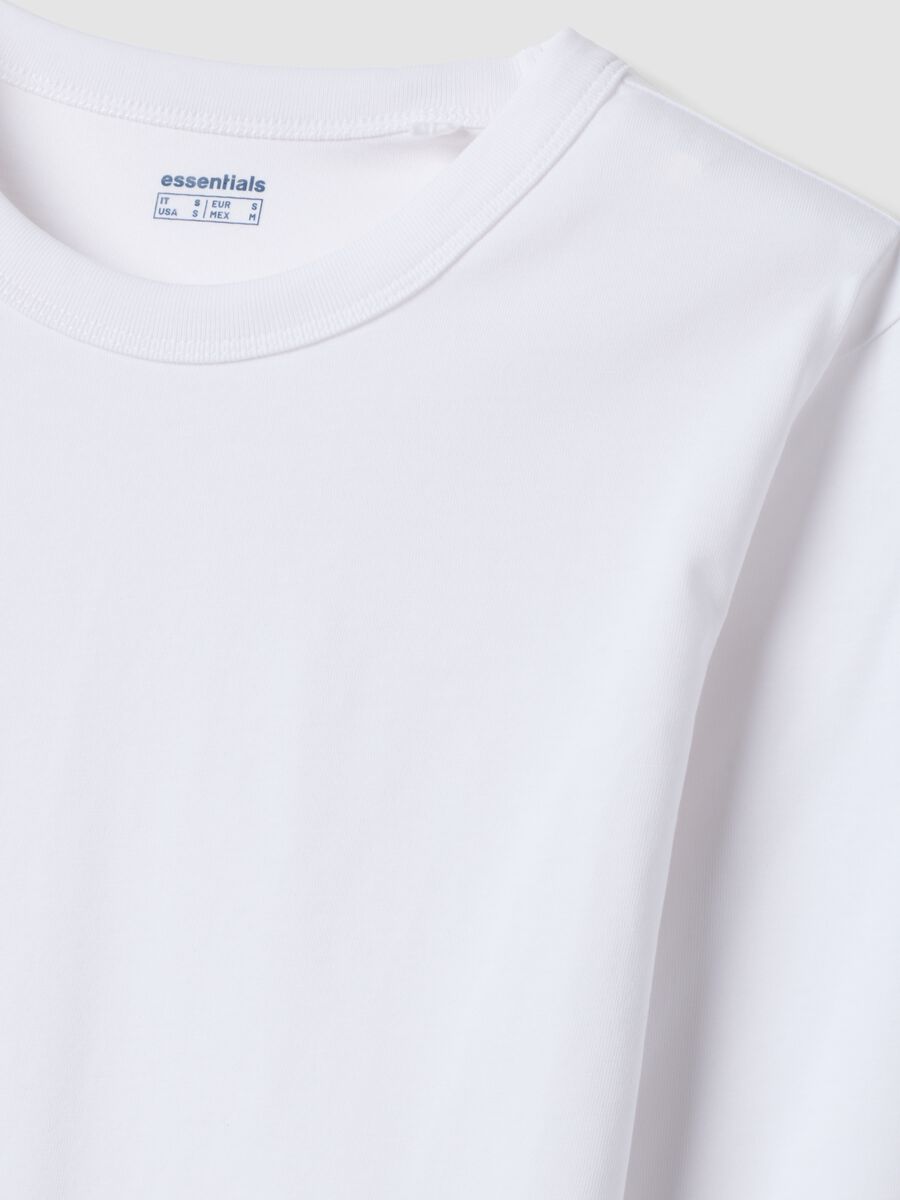 T-shirt bianca in jersey di puro cotone a maniche lunghe regular fit_1