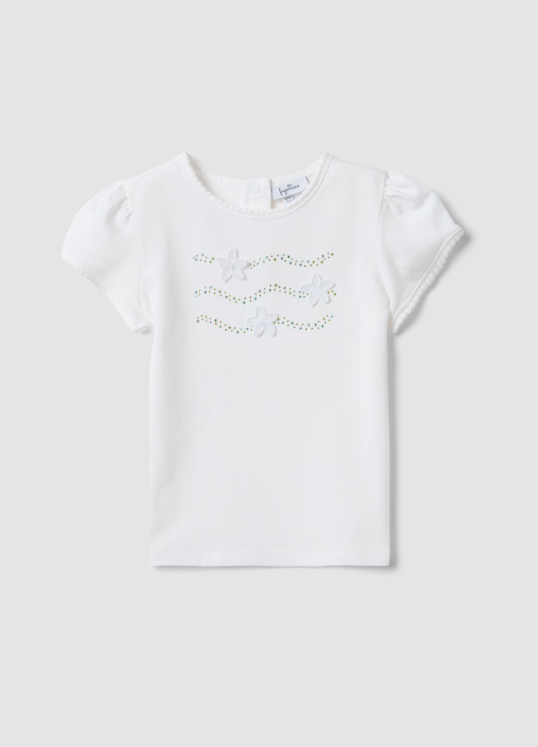 White short-sleeved stretch cotton T-shirt