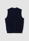 Navy blue pure merino wool V-neck gilet_2