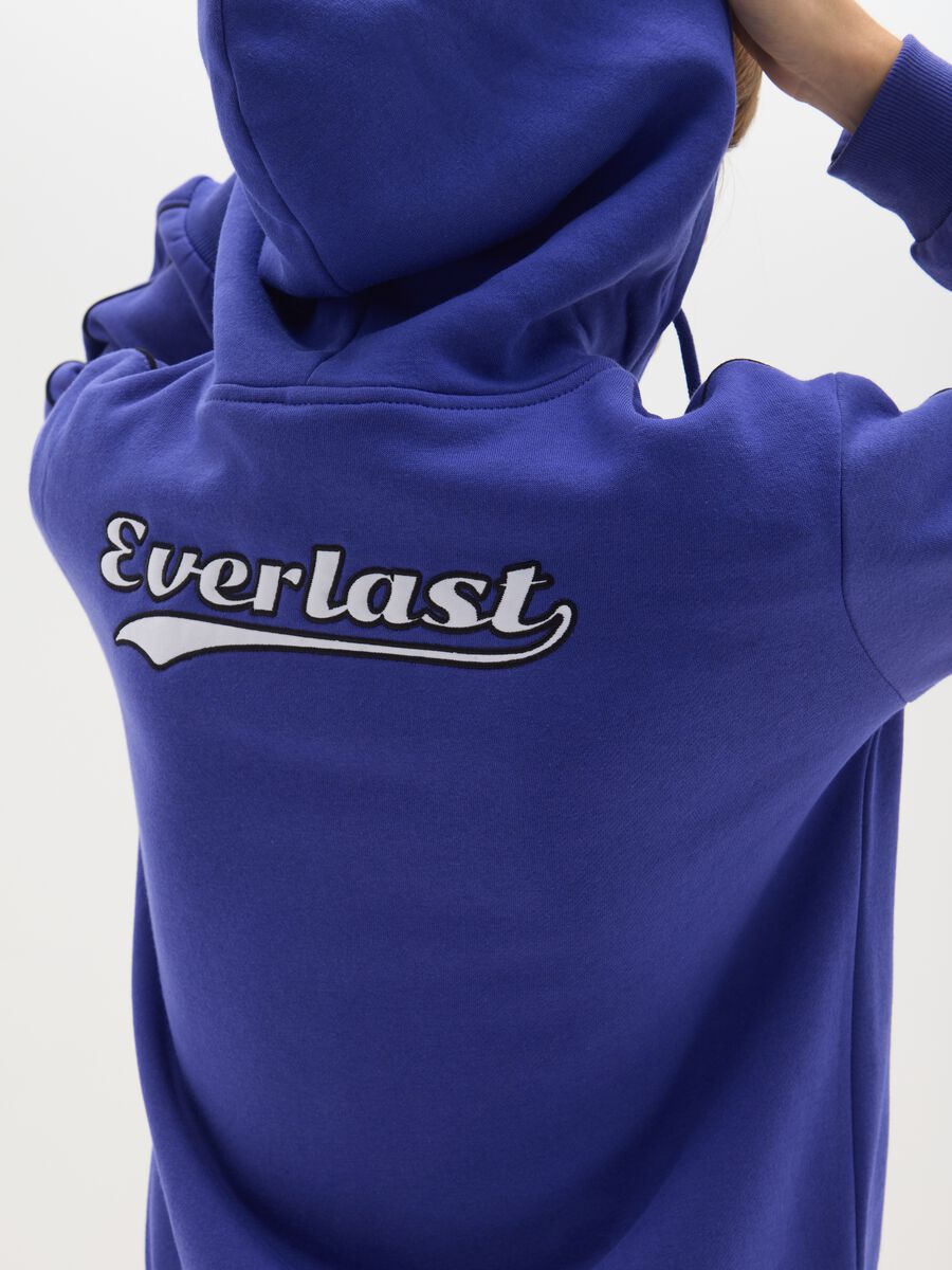 Felpa in misto cotone blu regular fit con cappuccio e zip_3