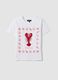 White pure cotton T-shirt with front print_4