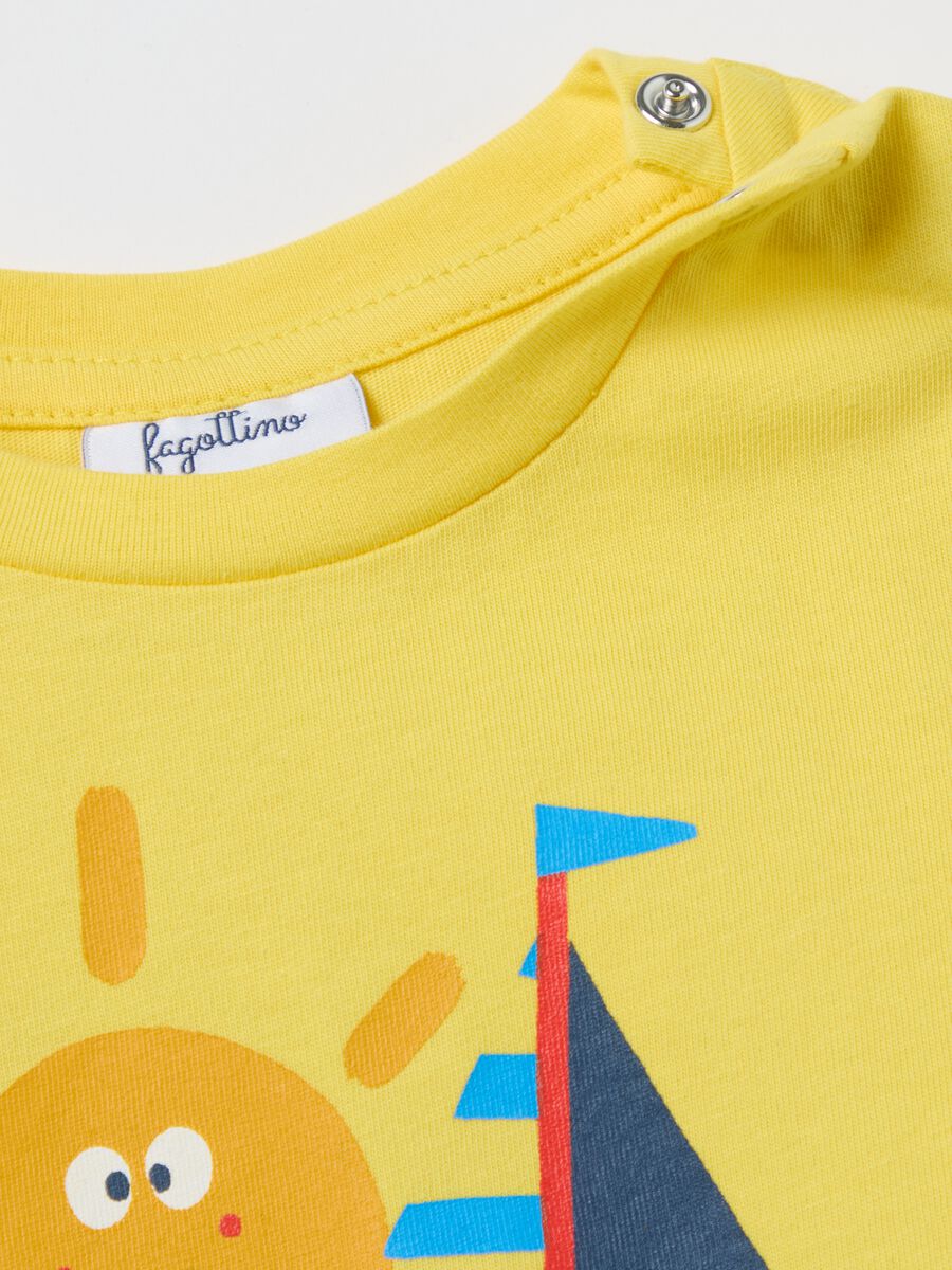 Cotton T-shirt with print and long sleeves_3
