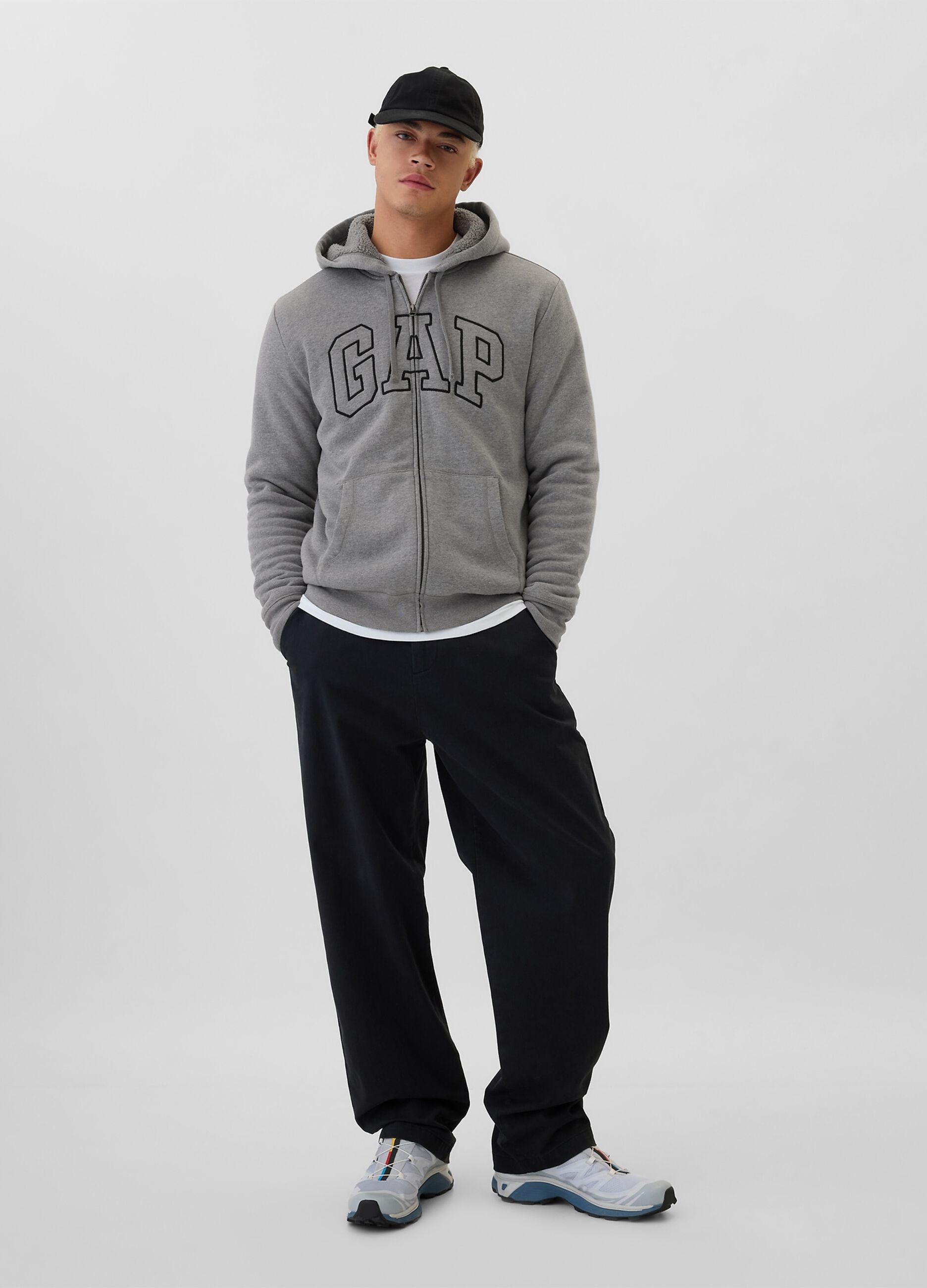 Sweatshirt with hood and logo embroidery