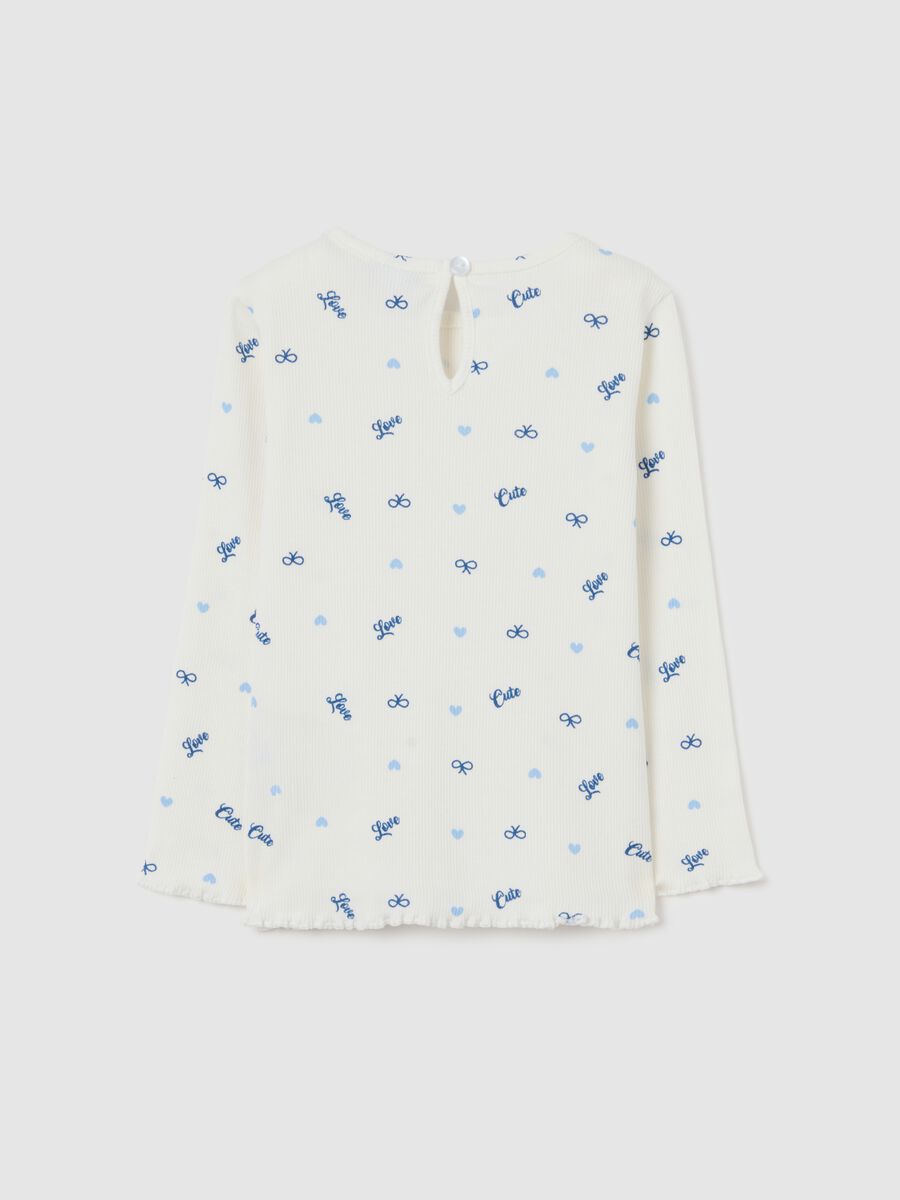 T-shirt bianca da bimba in misto cotone regular fit con stampe_1
