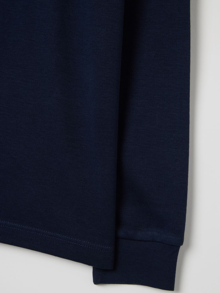 Children's blue turtleneck jumper in pure cotton regular fit_3