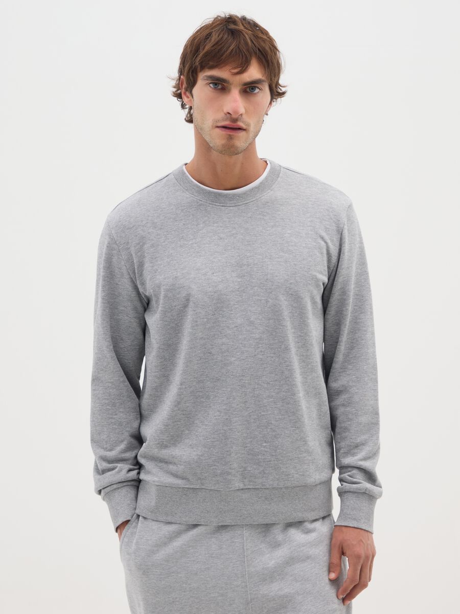 Regular fit grey cotton blend sweatshirt_0