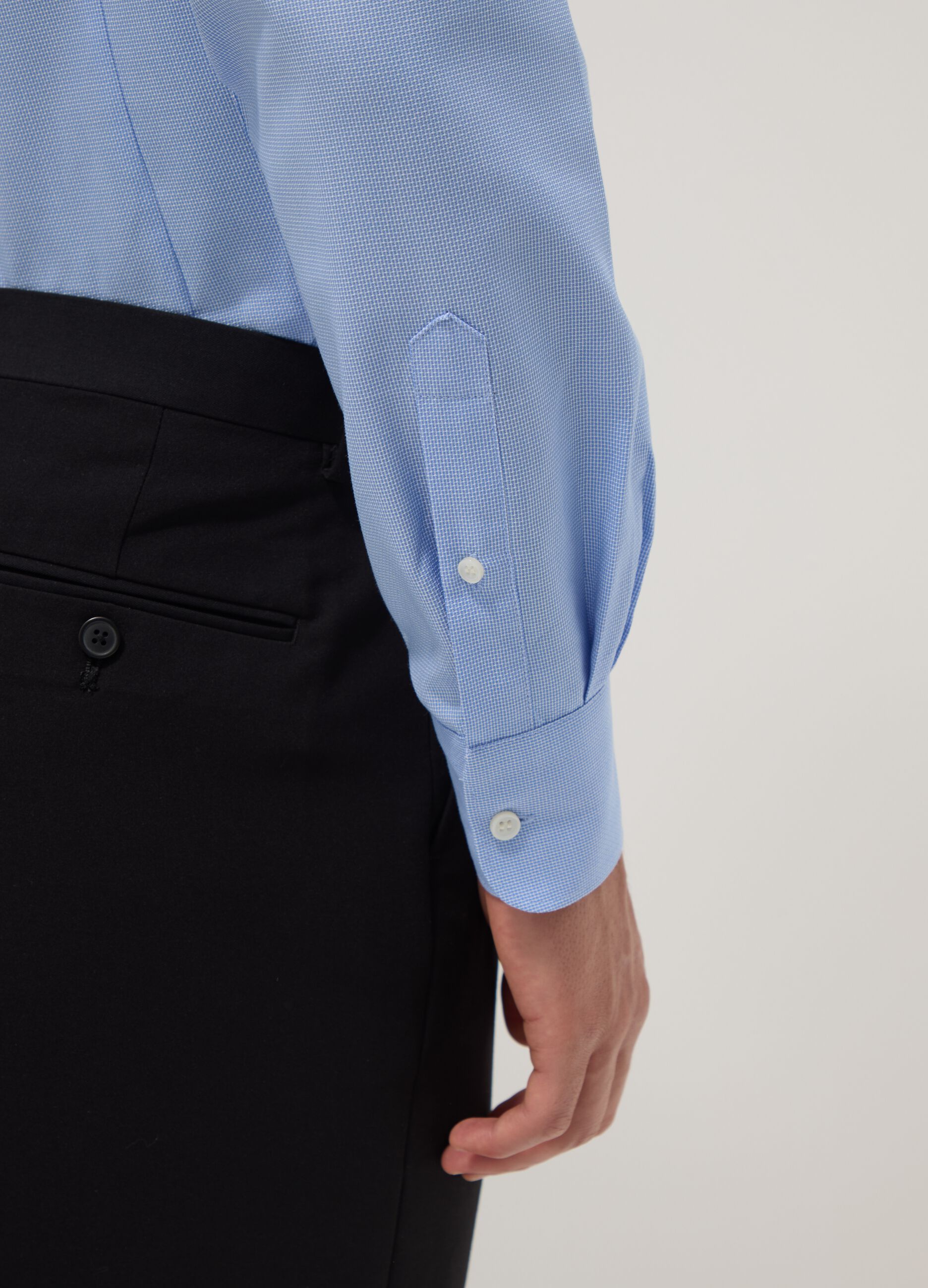 Blue slim-fit cotton-blend shirt