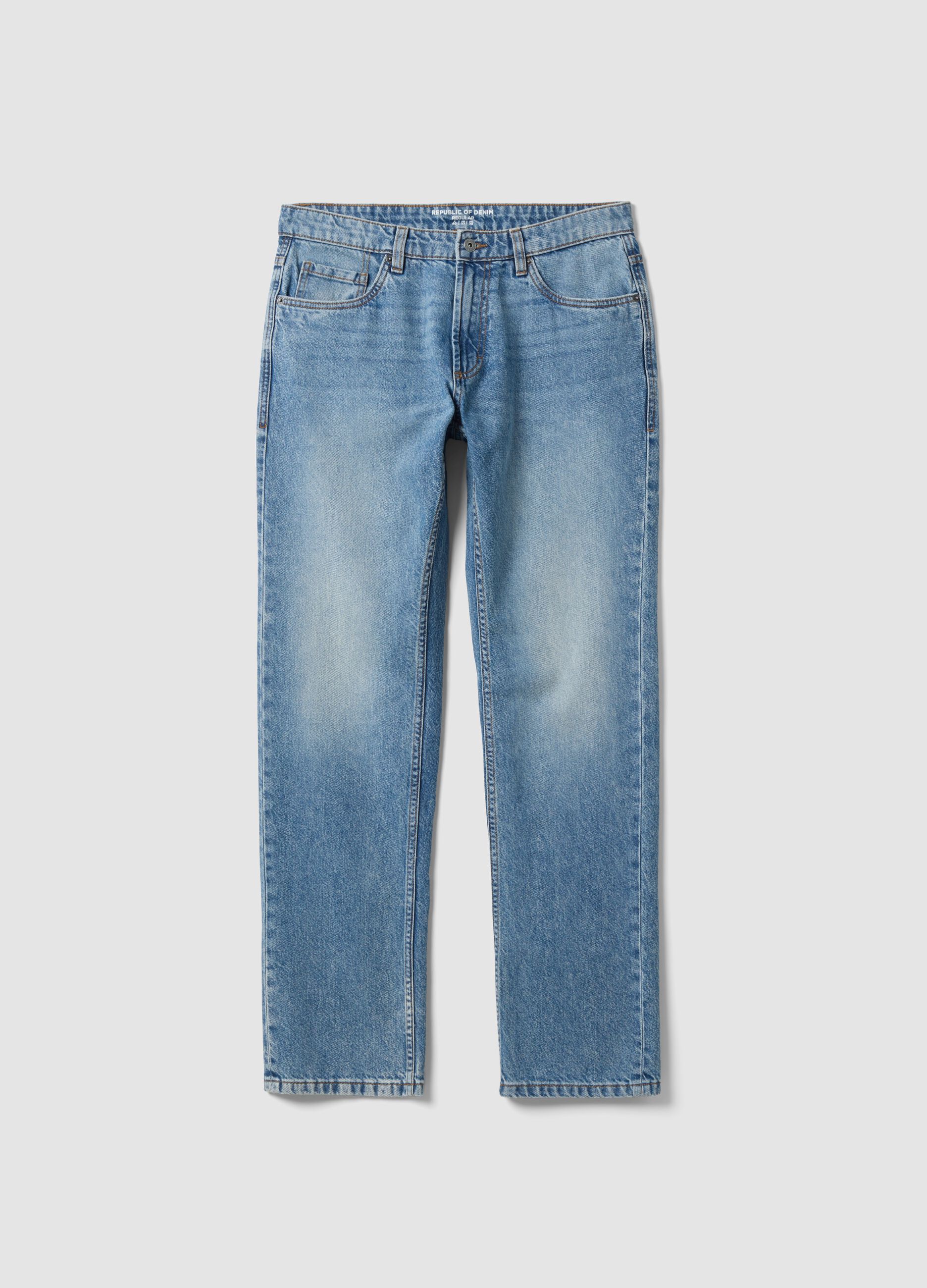 Regular-fit denim jeans in pure cotton