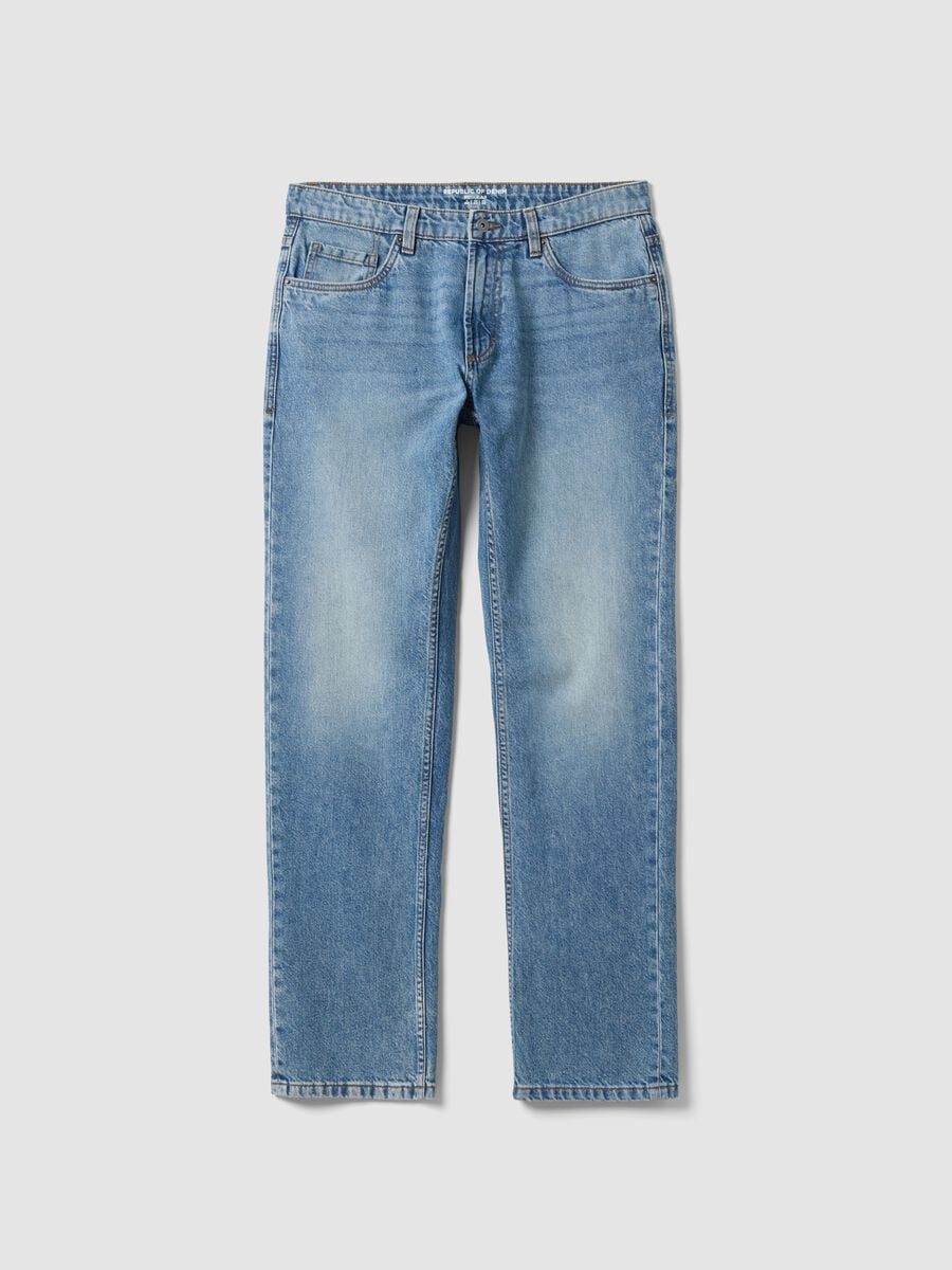 Jeans denim regular fit in puro cotone_0