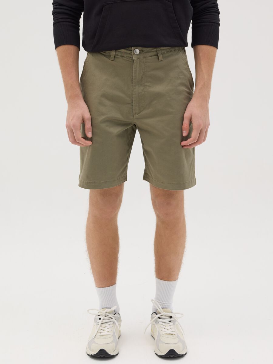 Olive Green Stretch Cotton Short Shorts MILK+HERO_1