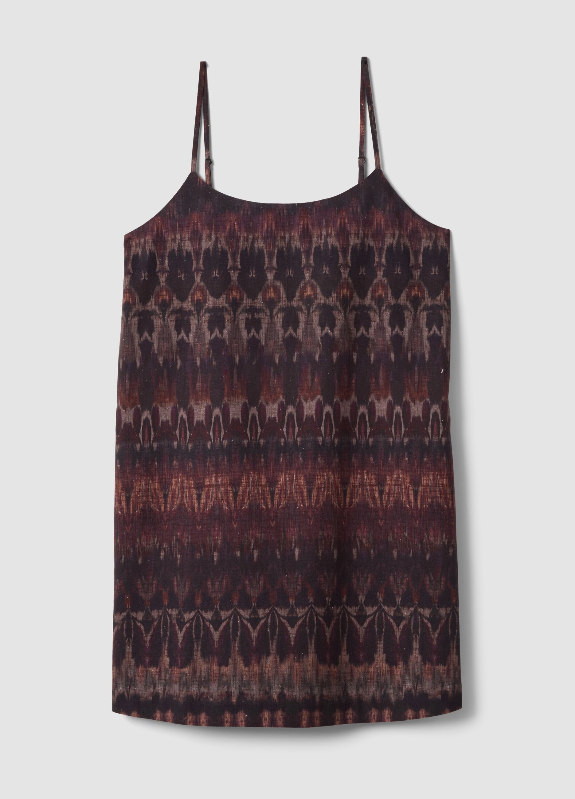 Purple cotton-linen blend dress with slim straps