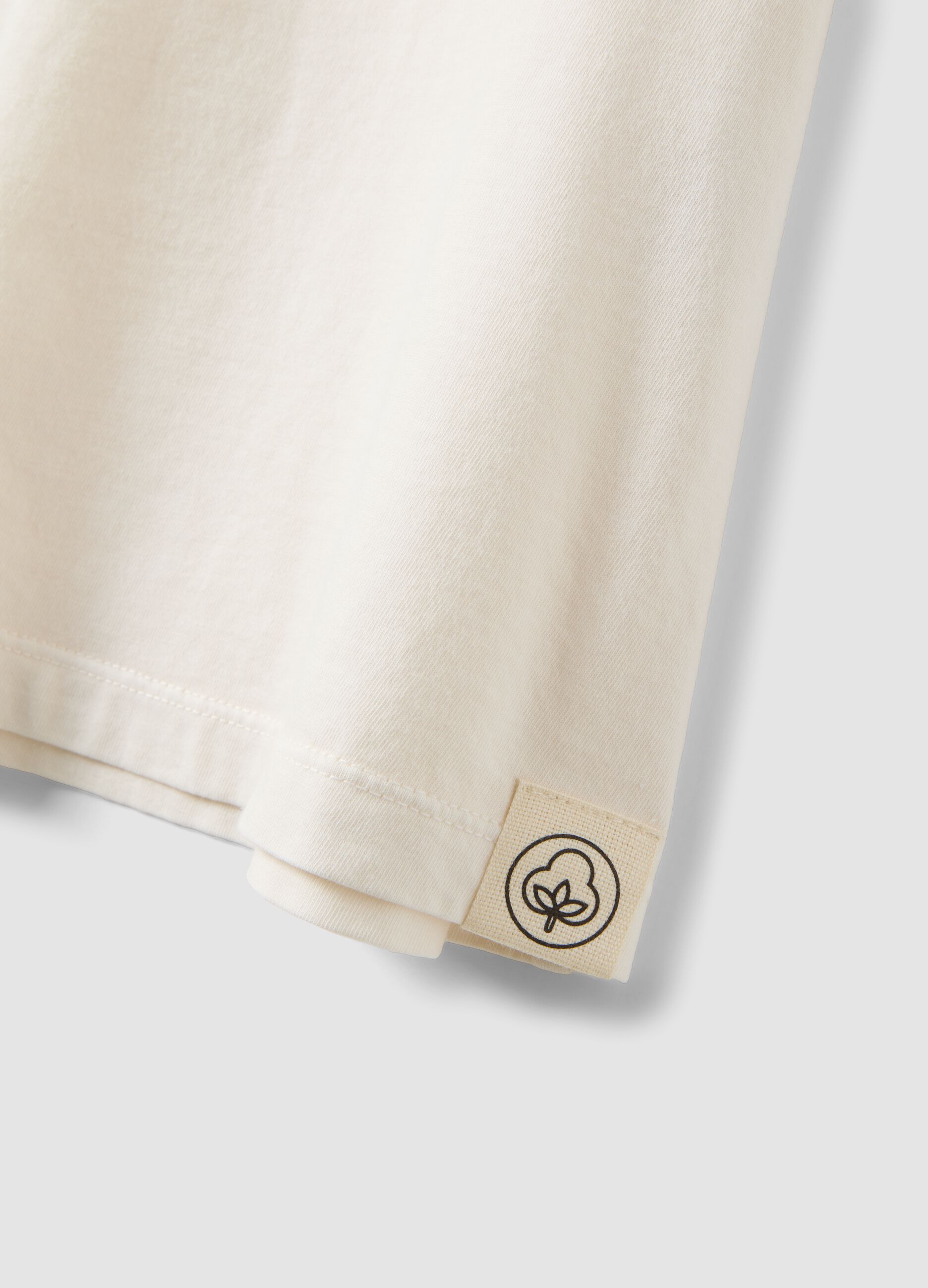 T-shirt beige in puro cotone a maniche corte regular fit