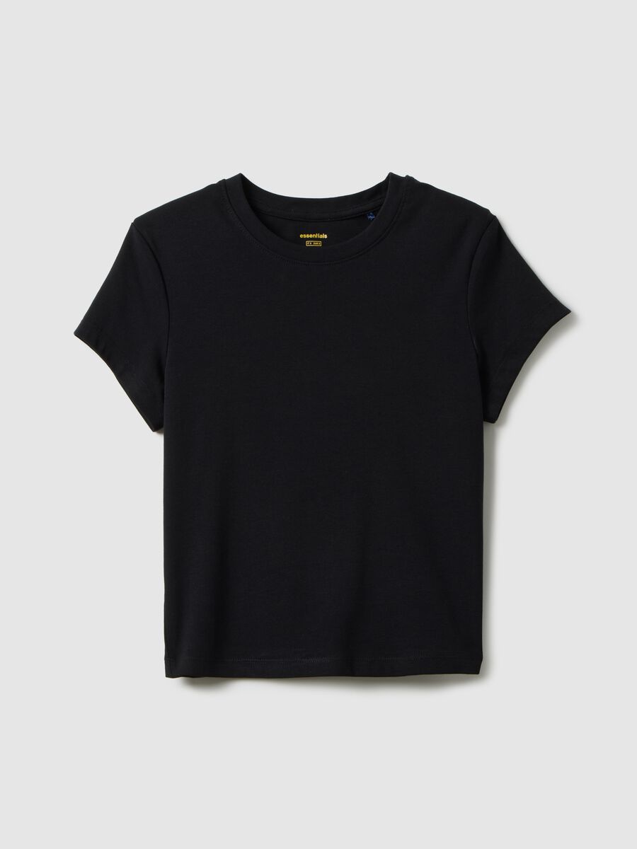 Black Slim Fit Stretch Cotton T-shirt_4
