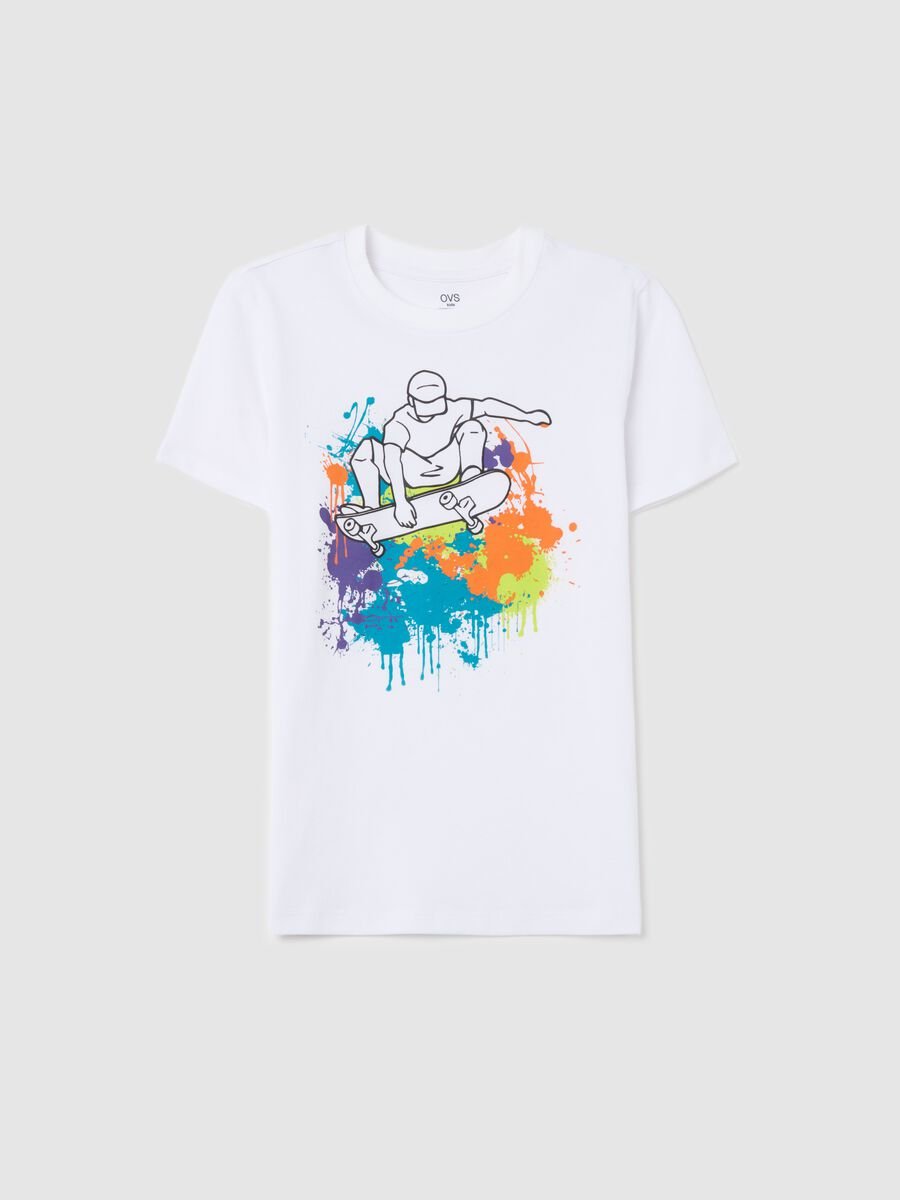 Cotton T-shirt with skater boy print_3