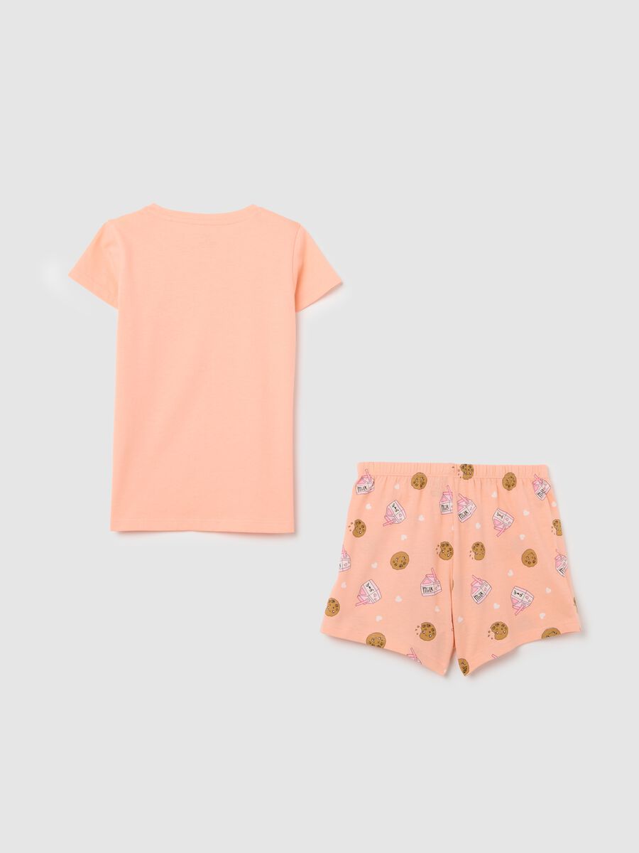 Organic cotton pyjamas with cat and biscuits print_1