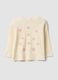 White organic cotton ribbed top with butterfly embroidery for baby girl_0