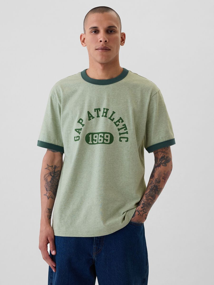 T-shirt in cotone con stampa logo_0