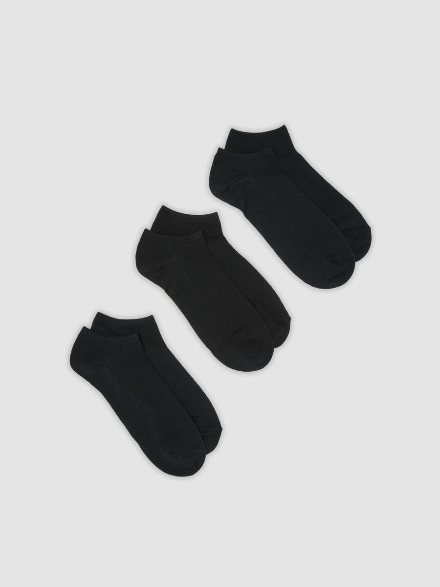 Tripack di calze sportive nere alla caviglia in cotone organico_0