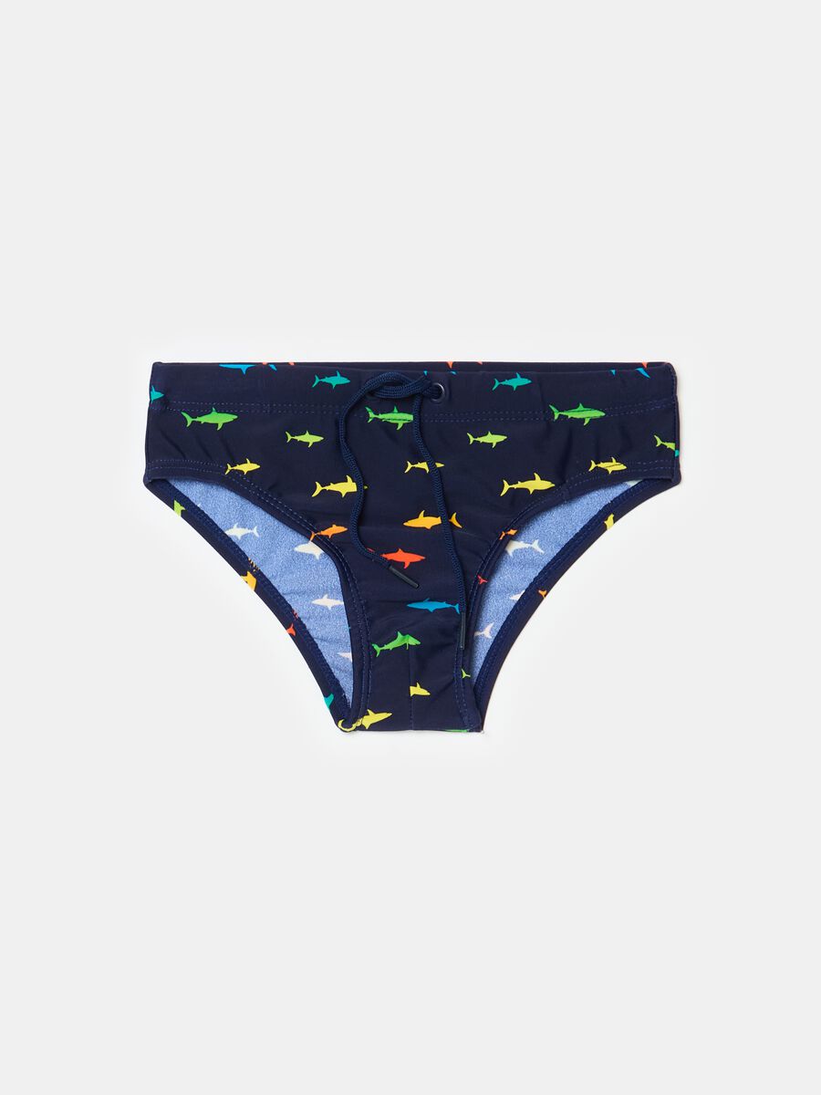 Swim briefs with print and drawstring_0