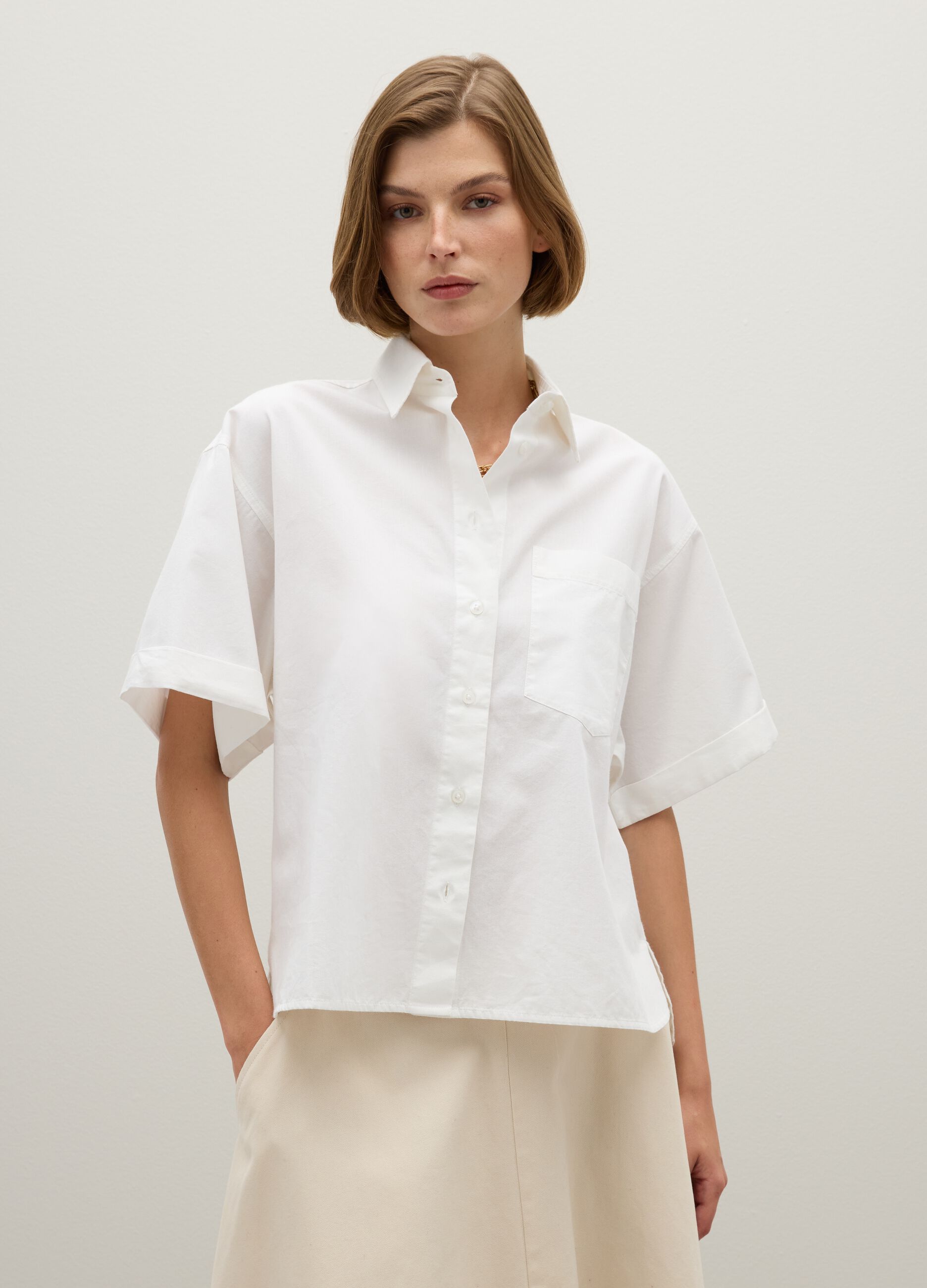 White oversized pure cotton shirt