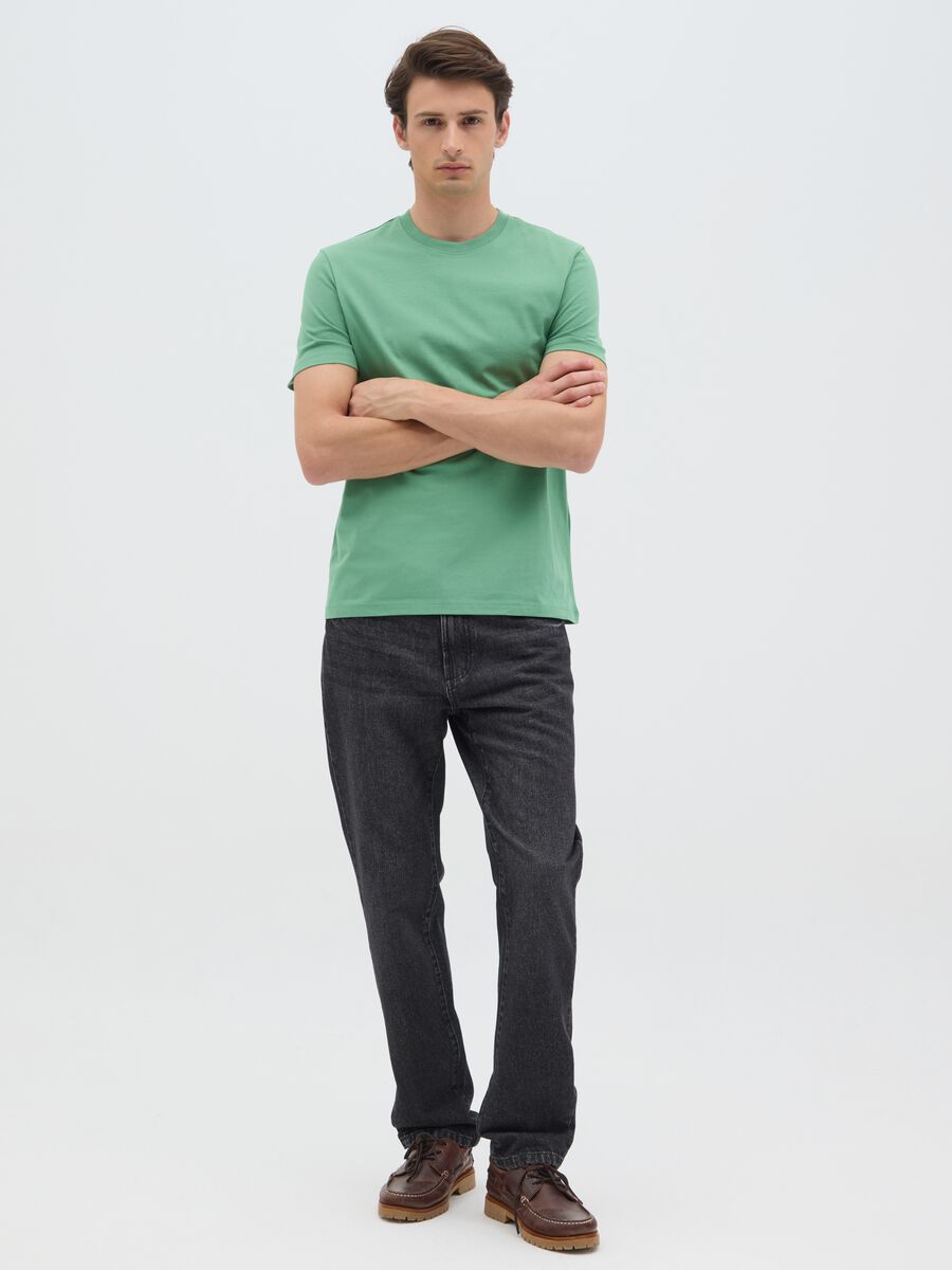 Men's Green Pure Cotton T-shirt Regular Fit_1