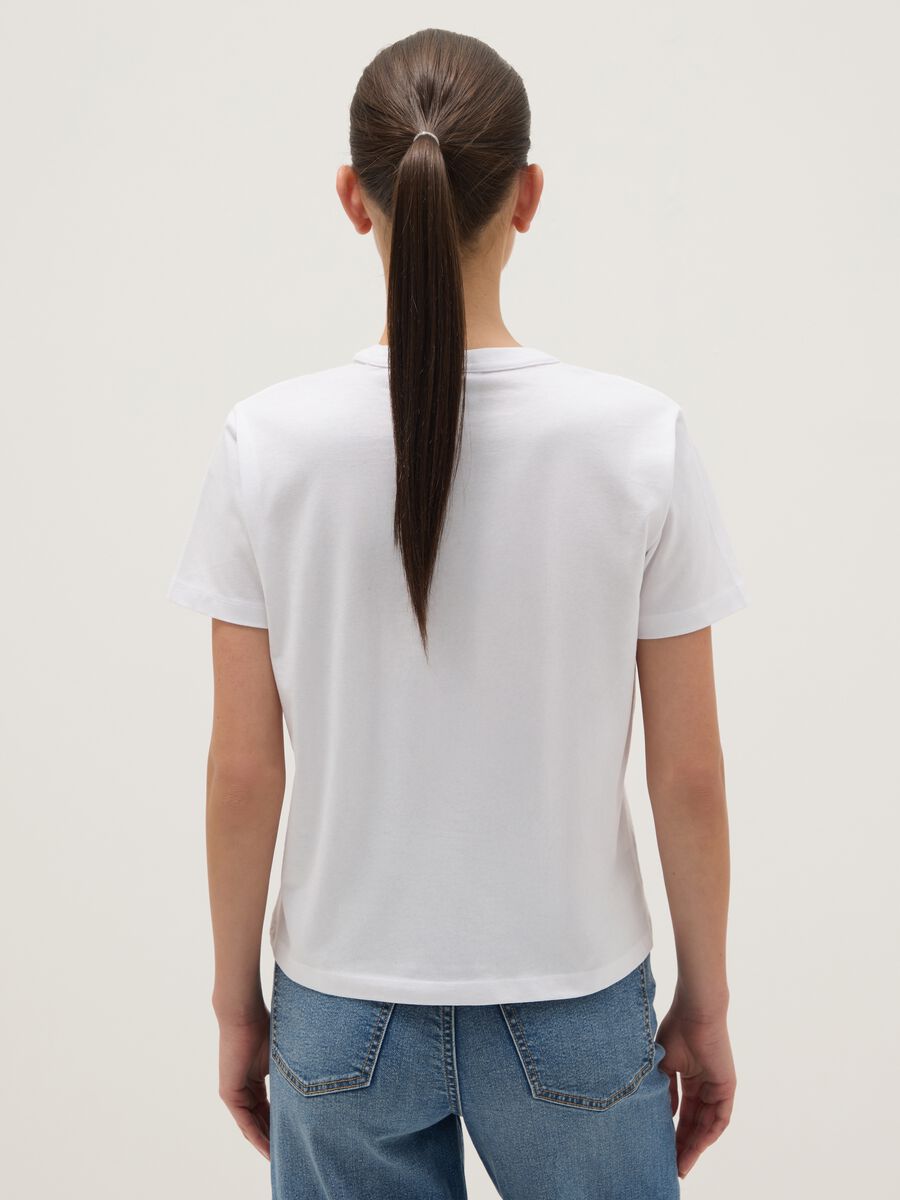 White pure cotton regular fit T-shirt with print_2