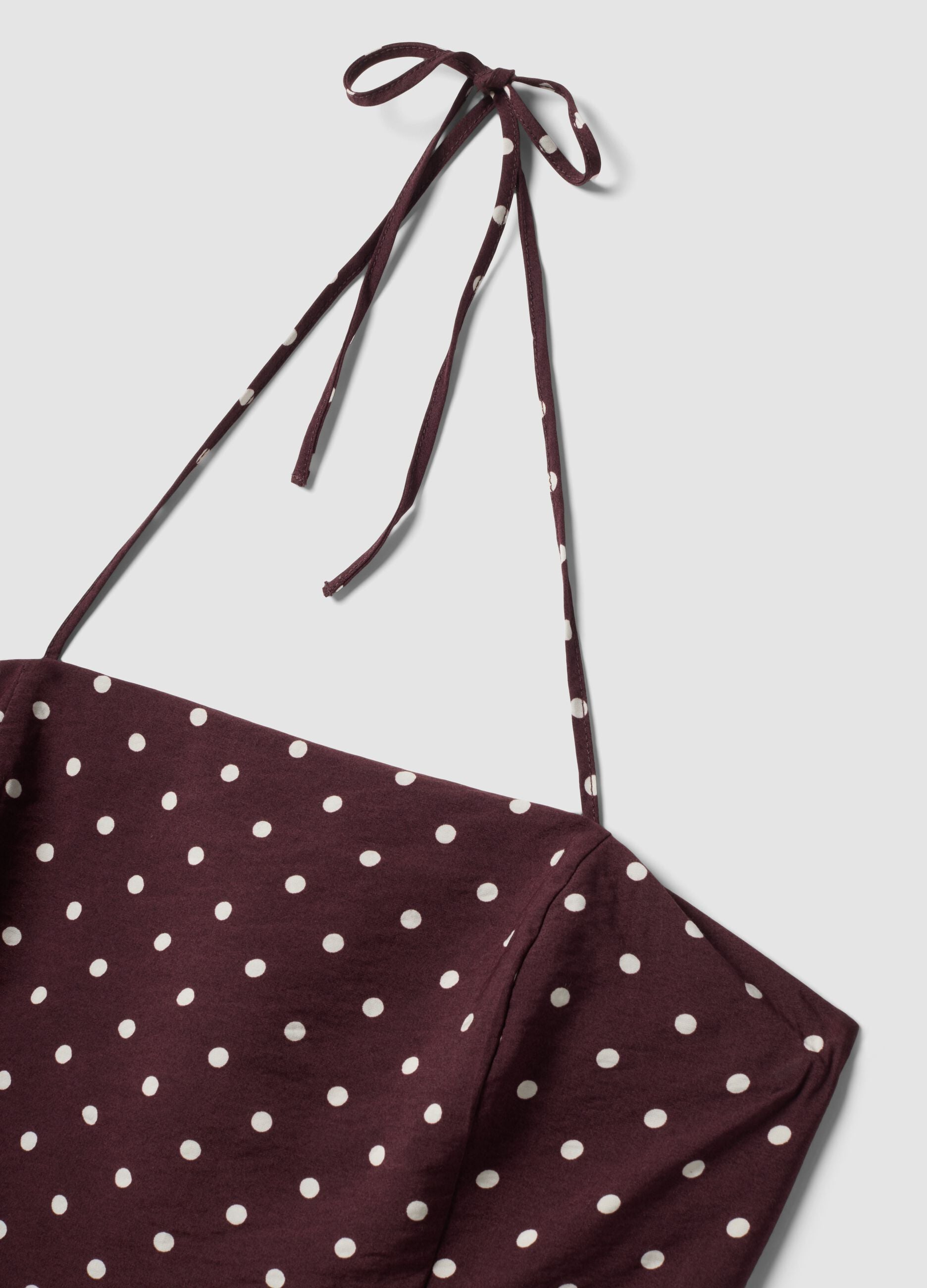 Brown polka-dot dress in a viscose blend
