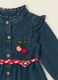 Baby girls&rsquo; pure cotton denim dress with cherry embroidery_1