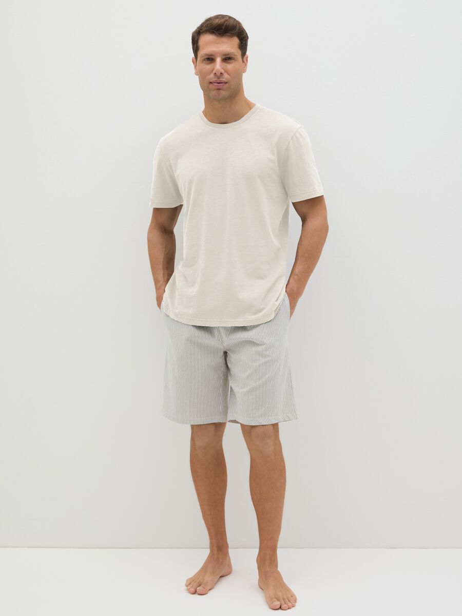 Men's beige pure cotton regular fit T-shirt_0