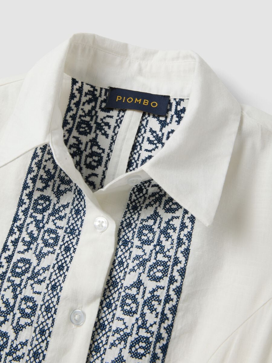 White pure cotton shirt dress_5