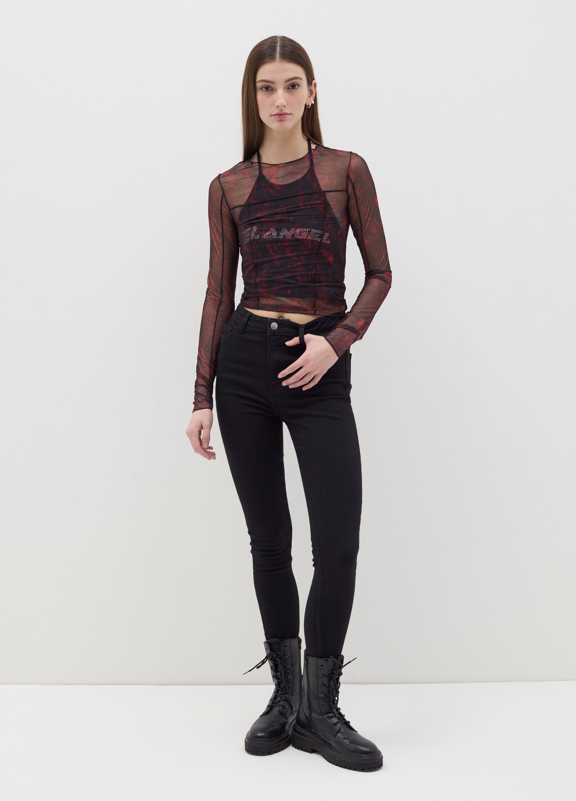 B.ANGEL X THE SEA BEYOND cropped tank top with diamantés