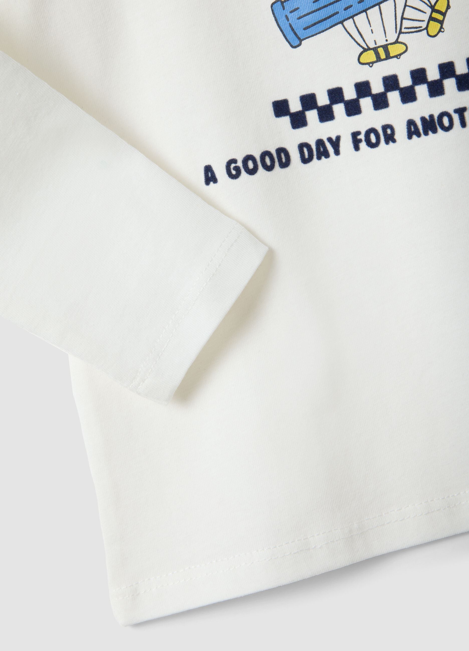White pure organic cotton crew-neck T-shirt