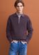 Polo marrone in puro cotone con zip e collo classico_1