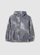 Grey mixed regular fit rain jacket with hood for boys_3