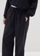 Black cotton blend wide leg joggers_3