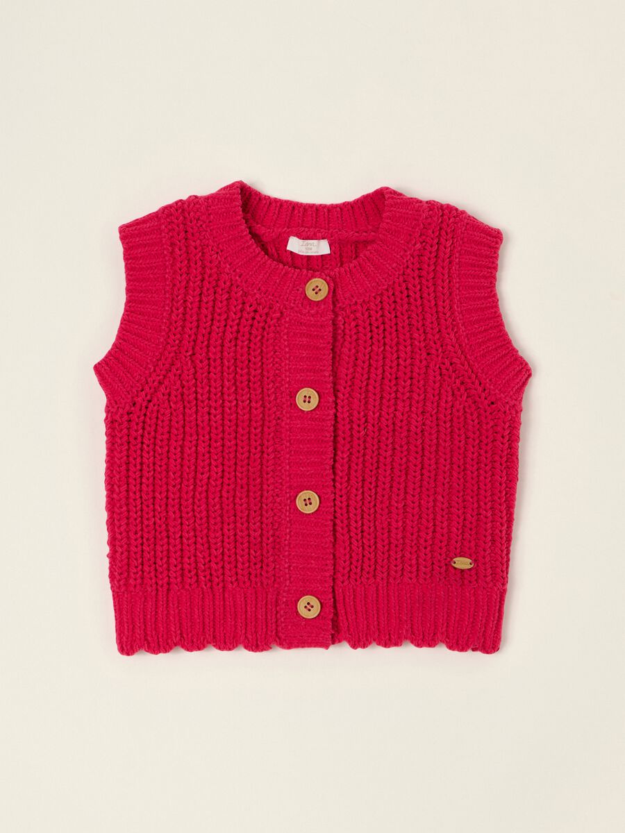 Red knitted cardigan for baby girl, regular fit_0