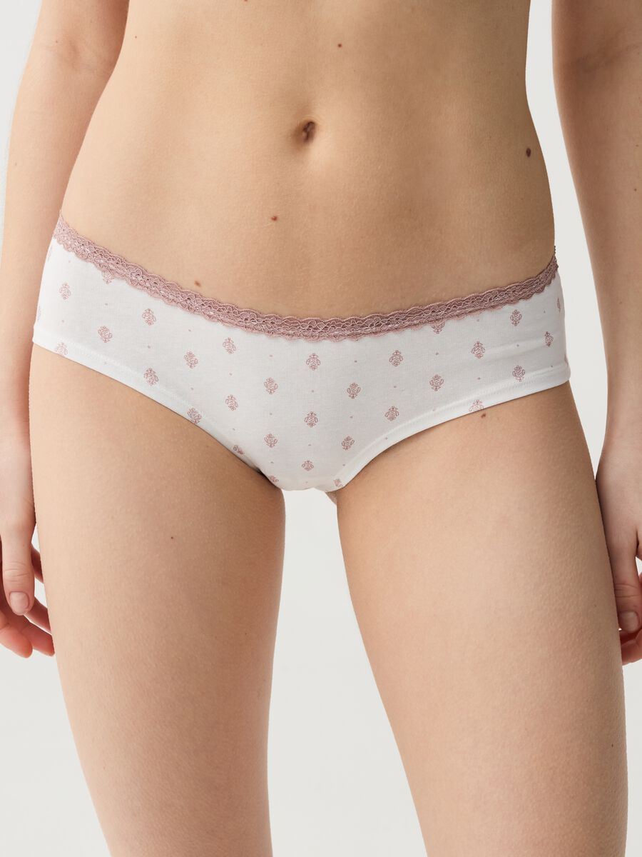 Two-pack stretch organic cotton French knickers with pattern_1