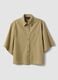 Camicia beige in puro cotone con taschino over fit_4