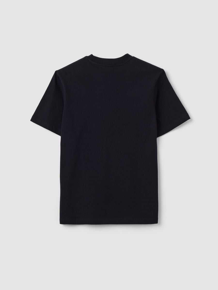 Black relaxed-fit pure cotton T-shirt with embroidered slogan_5